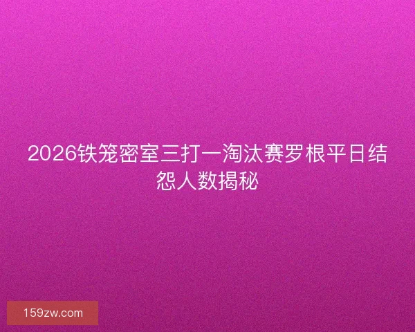 2026铁笼密室三打一淘汰赛罗根平日结怨人数揭秘