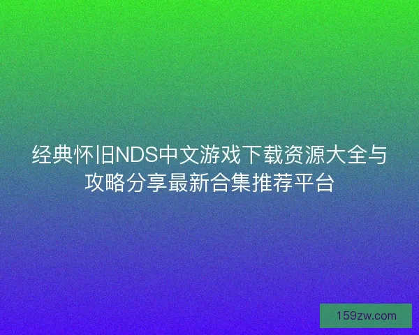 经典怀旧NDS中文游戏下载资源大全与攻略分享最新合集推荐平台
